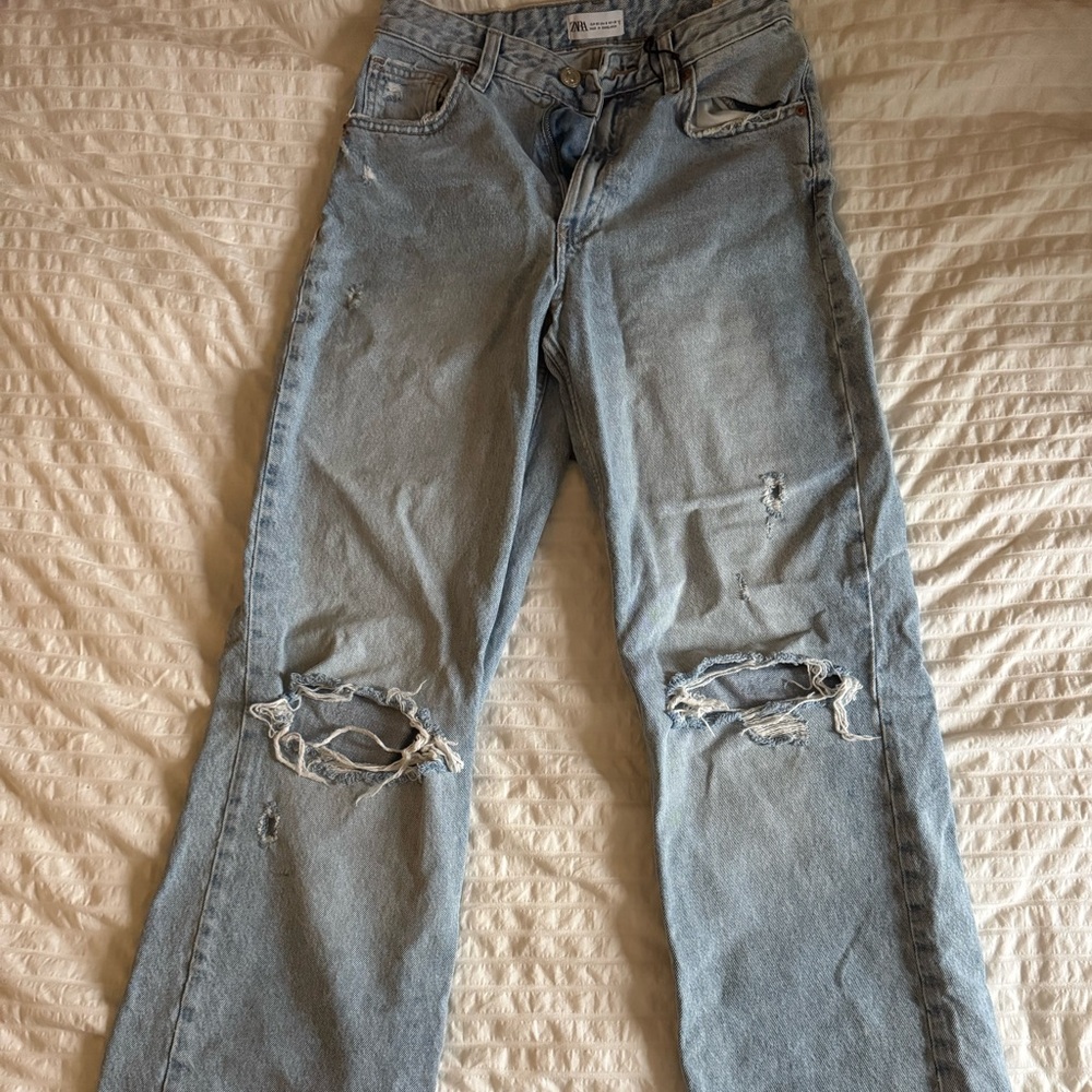 Women's Light Blue Distressed Jeans